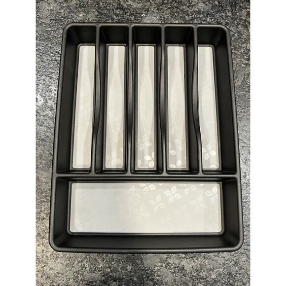 Rubbermaid No-Slip Large Silverware Drawer Tray Organizer Black with Gray 15x12 - Picture 1 of 4